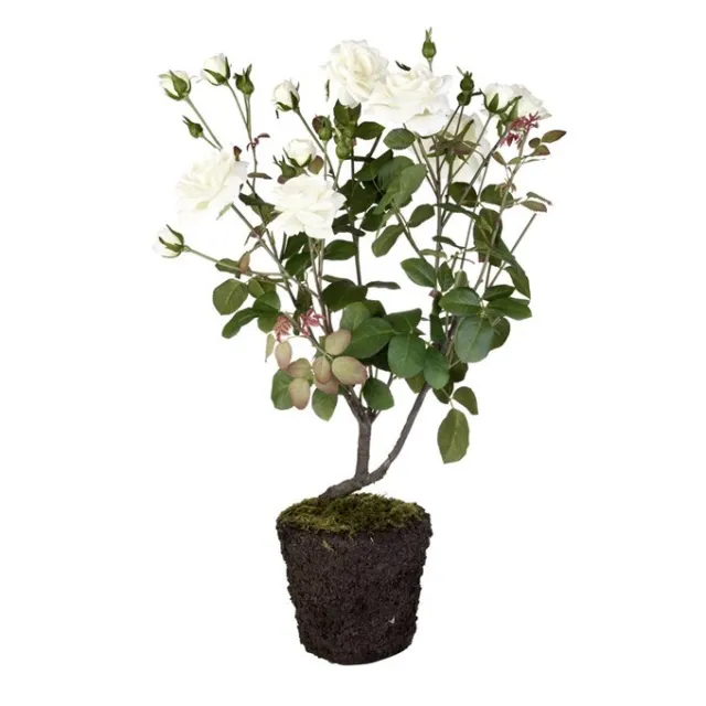 Lene Bjerre romantische Rosenpflanze nostalgie ca. 80 cm künstlich Pflanze weiß