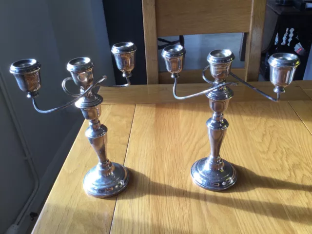 A Pair Of VINTAGE SILVER PLATED (on Copper) CANDELABRA