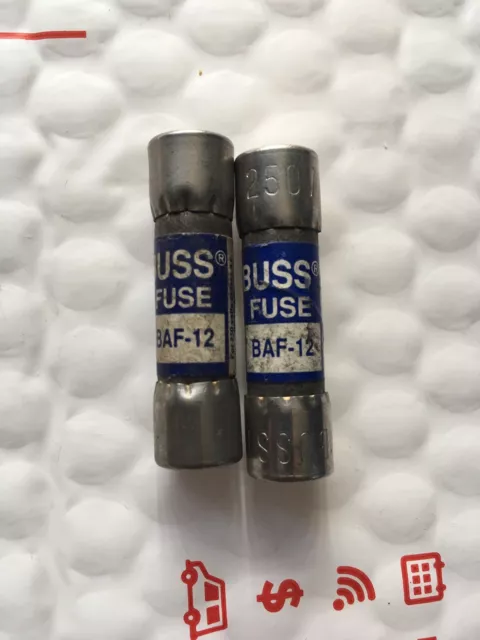 Lot Of 2 Cooper Bussmann BAF-12 Buss Midget Fuse