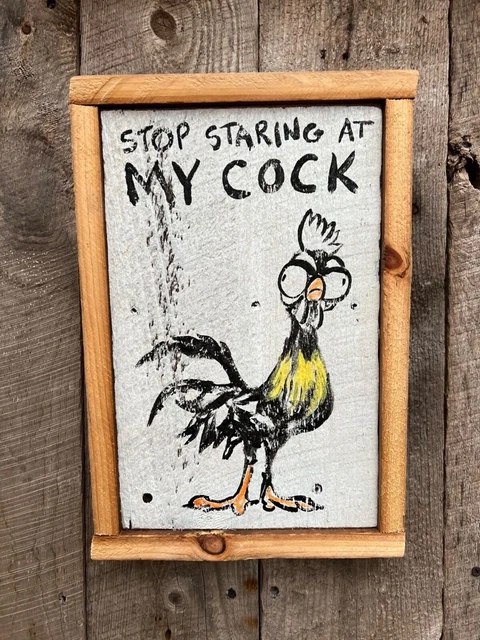 wood farmhouse chicken sign made from salvage barn wood. 14”x9”