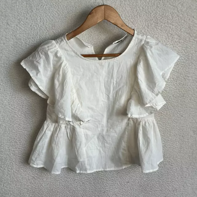 Wildfox Shirt Womens XS Ivory White Ruffle Top