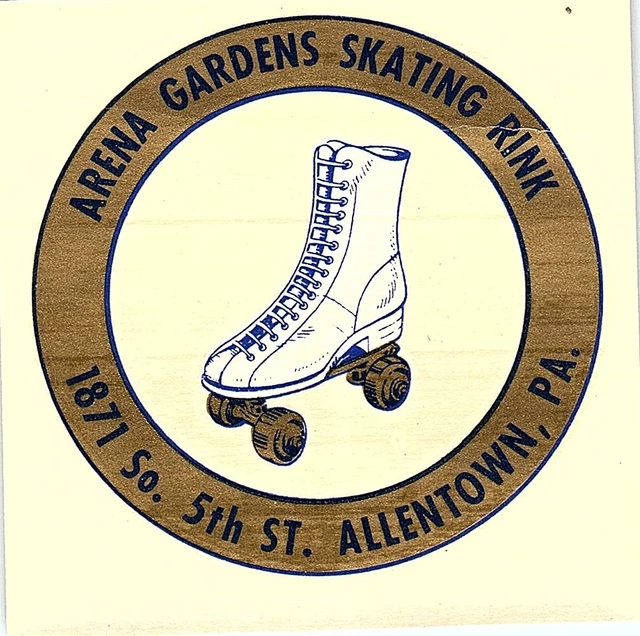 VINTAGE ROLLER SKATING Rink Sticker Decal Label Arena Gardens Allentown