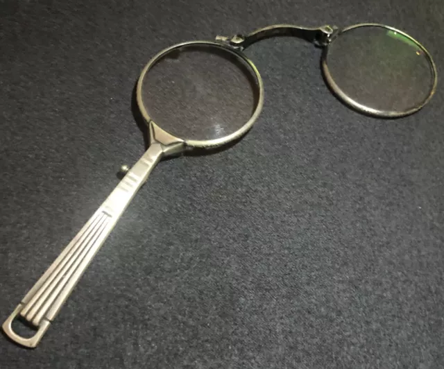 Lorgnon Lorgnette Stielbrille alte Brille 935 Silber Klappbrille Art Deco Antik