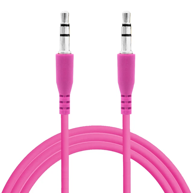 3.5mm Stereo Pink Color Male to Male Jack Port Extension Audio Aux Cable