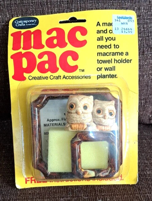VTG MAC PAC MACRAME PLANT HANGER KIT Instructions Owls Ceramic Tortoiseshell MIB