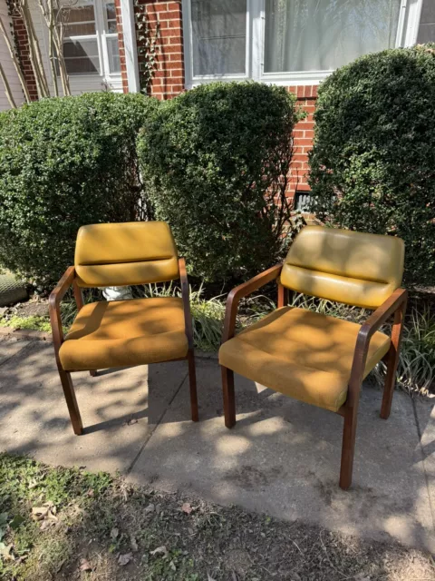 Vintage Mid-Century Kimball Oak Arm Chair (Set of 2)