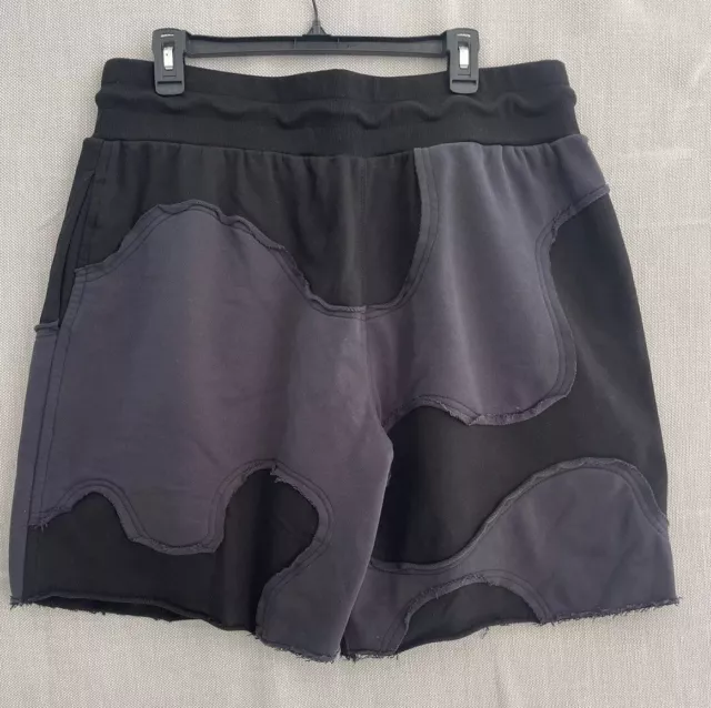 Authentic Telfar Sweatpants Shorts M/L Patchwork Athletic Designer Black Grey D 3