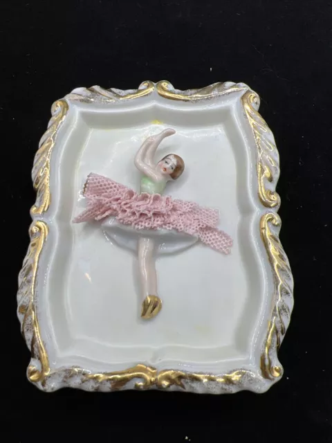 Pair Of Hand Painted Ballerina Wall Plaques Made In Occupied Japan 3