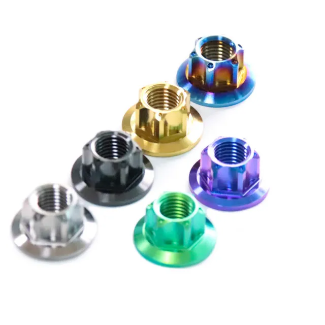 Titanium Hex Ti Flange Nuts M5 M6 M8 M10 M12 M14 Bicycyle Nut GR5 High strength