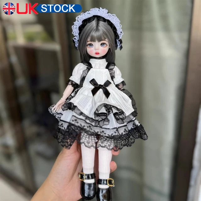 1/6 BJD Doll Pretty Girl Ball Jointed Eyes Dress Makeup Full Set Toys Kids Gift