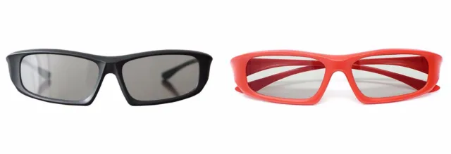 2 Paar 3D passive Brille 1 rot 1 schwarz kreisförmig poliert Erwachsene für TV Kino