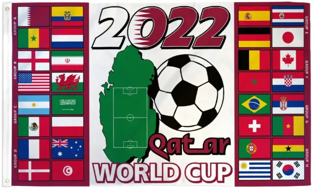 World Cup 2022 Flag 3x5ft Sports Flag Soccer Flag WC2022 Qatar Team Groups