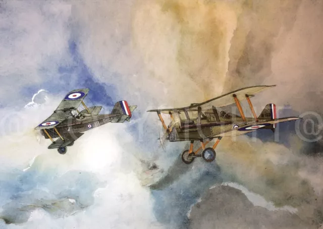 Pair Of Se5 Biplane Fighters WW1 RAF Metal Wall Art 3 Sizes To Choose From