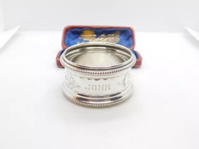 Sterling Silver Floral Pattern Napkin Ring 1924 Birmingham Antique Art Deco