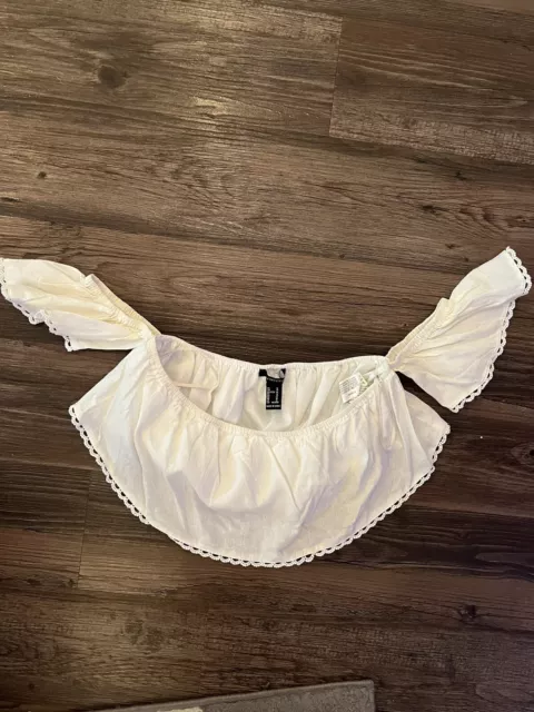 NWT Women’s Forever 21 White Ruffle Crop Top Medium M