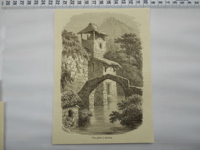 G72  / Gravure 1877 /  Vue Prise A Annecy