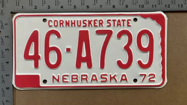 1972 Nebraska license plate 46 A 739 YOM DMV Merrick NO WARP SHOW CAR 16012