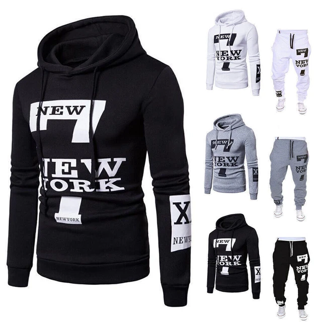 Set completo tuta da uomo nuovo pullover felpa con cappuccio jogger fondo*