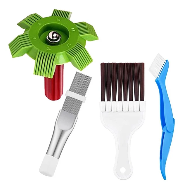 Kit De 4 Brosses De Nettoyage Pour Climatiseur - Peigne à Ailettes, Brosse Condenseur Et Chiffon Inclus