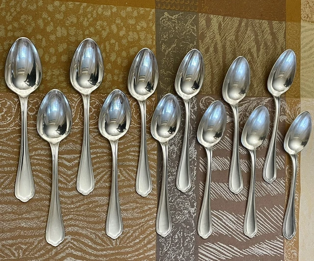 12 CUILLERES DE TABLE EN METAL ARGENTé CHRISTOFLE SPATOURS 20,5 CM