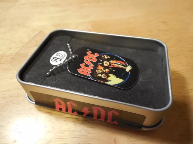 ACDC Dog Tag On Steel Ball Chain 2006 Presse with metal  box Unused New AC/DC