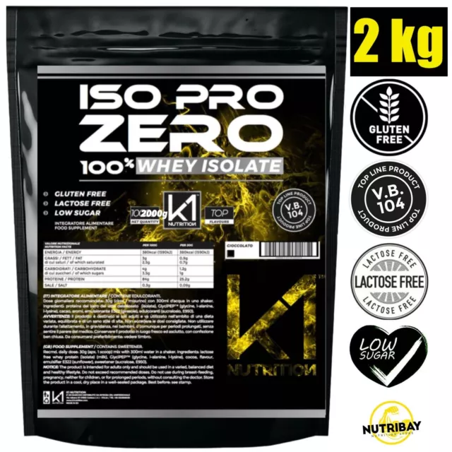 K1 Nutrition ISO PRO ZERO 2 Kg Proteine 100% Whey Isolate con Vb104