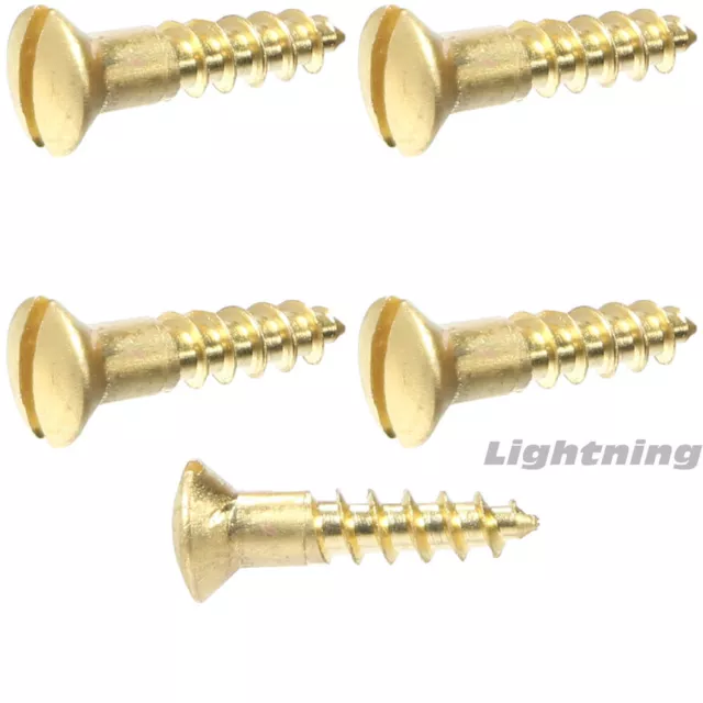 #6 x 1" Solid Brass Wood Screws Oval Head Slotted Drive Quantity 100