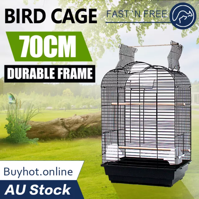 Portable Bird Cage Parrot Aviary Pet Stand-alone Budgie Perch Castor 70cm Metal