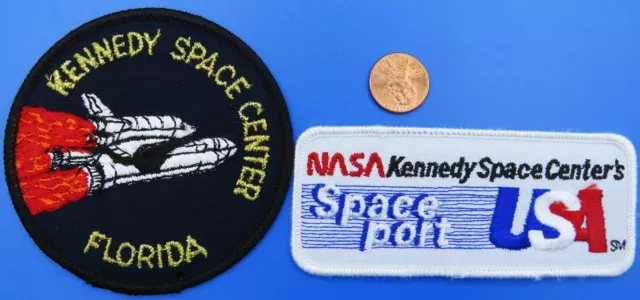 NASA PATCH Pair vtg KENNEDY Space Center SPACEPORT Florida Space Shuttle