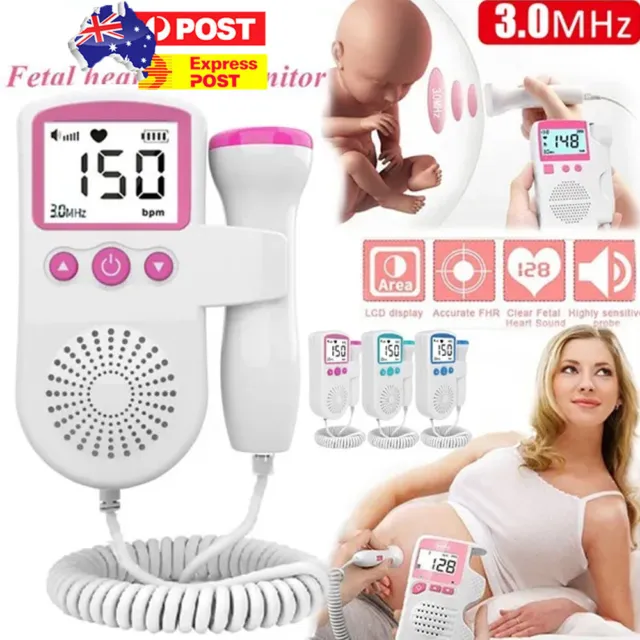 Fetal Doppler Meter LCD Baby Heart Beat Rate Monitor FHR Probe Pregnancy Fetu