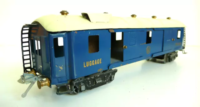 TRAINS  LR ÉCHELLE "O" FOURGON BAGAGES/LUGGAGE  TÔLE Lg 27 cm ANNÉES 50 BON ÉTAT