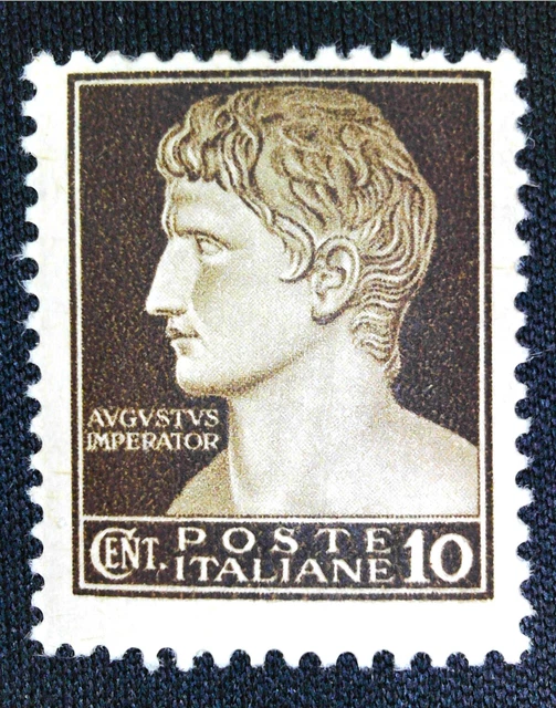 Italy 1929 10c Augustus Caesar stamp, SC #215, M, OG, LH, Free Shipping to US
