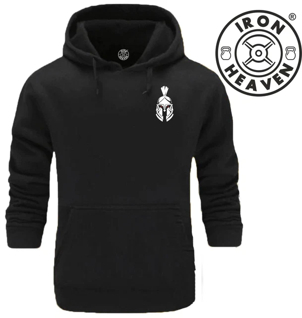 Spartan Helmet Hoodie Pocket Gym Clothing Bodybuilding Training Workout MMA Top