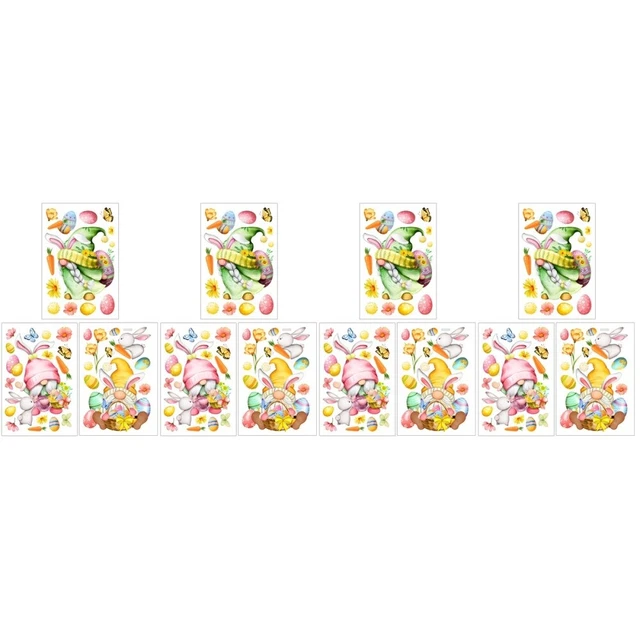 Coniglietti Pasqua Vetrofanie Pasquali 9 Pezzi | Adesivi Coniglietti Uova Per Finestre Decorazioni Pasqua Finestre
