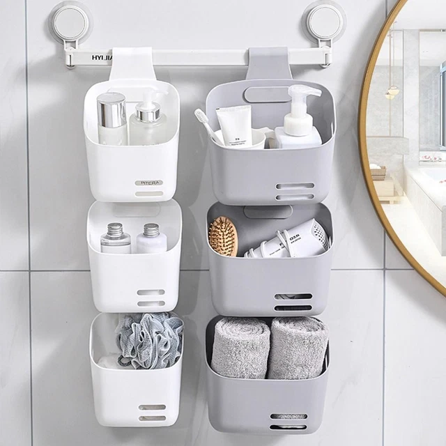 Organizador de cocina cesta de almacenamiento para estante de lavado montado en la pared de baño