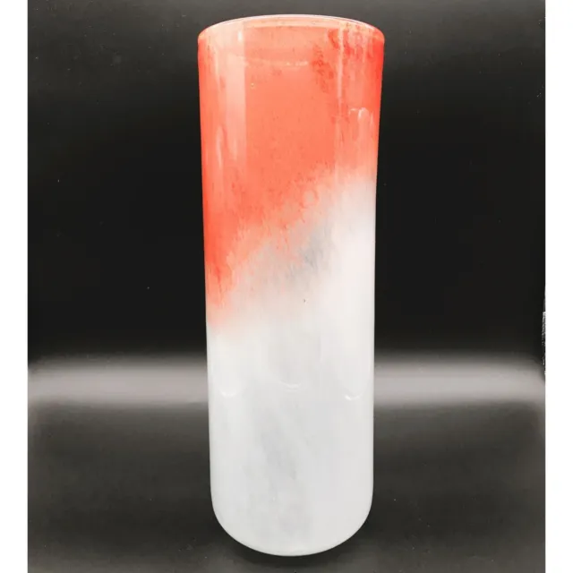 Pier 1 White Orange Ombre Abstract Art Glass Vase Hand Blown Art Decor Flowers 2