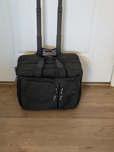 TUMI Alpha Deluxe Expandable Wheeled Rolling Briefcase Black Travel Bag #26003D4 2