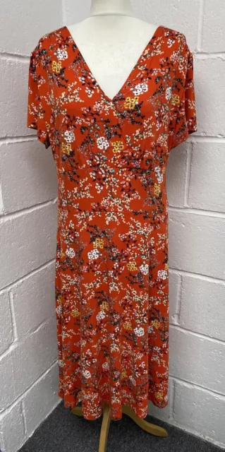 Joe Browns Red Floral Jersey Stretch Midi Dress UK16 PAC