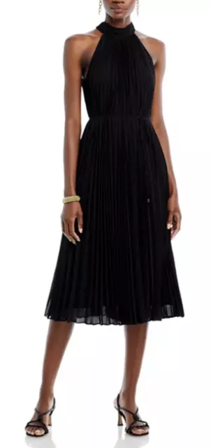 MiLLY Ophelia Pleated Midi Dress Black Size  12 New NWT