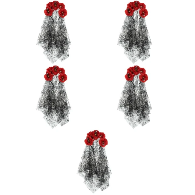 5pcs Halloween Veil Bandbouleau de fleur Veil Bandue de bande Masquerade