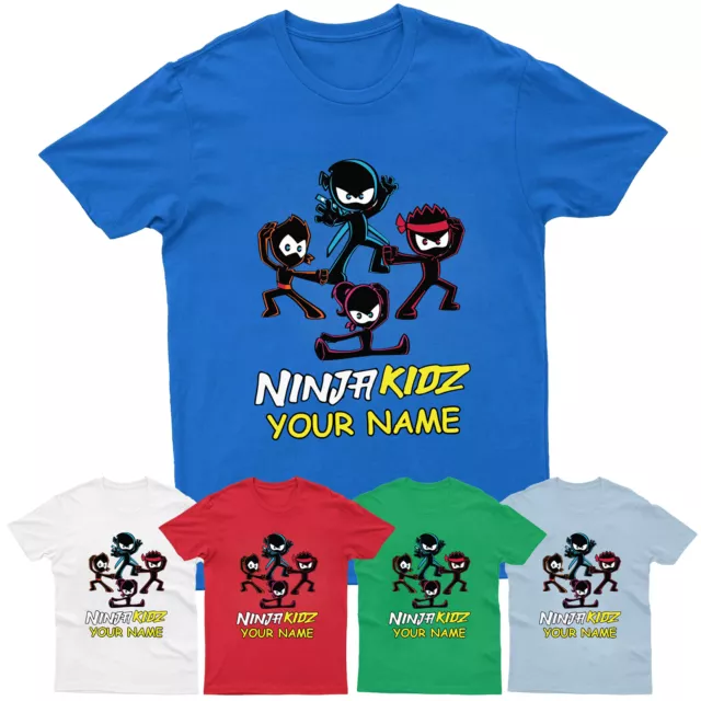 Personalised Ninja Kidz T Shirt Any Name Birthday Boys Girls Tee Top Funny Gift