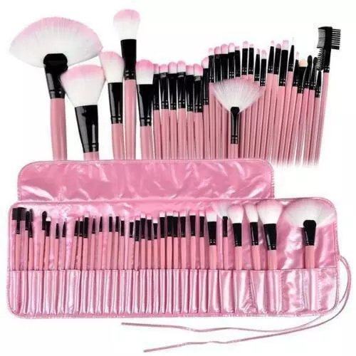 Pink Professional 32Pcs Make Up Brush Set and Cosmetic Brushes Case