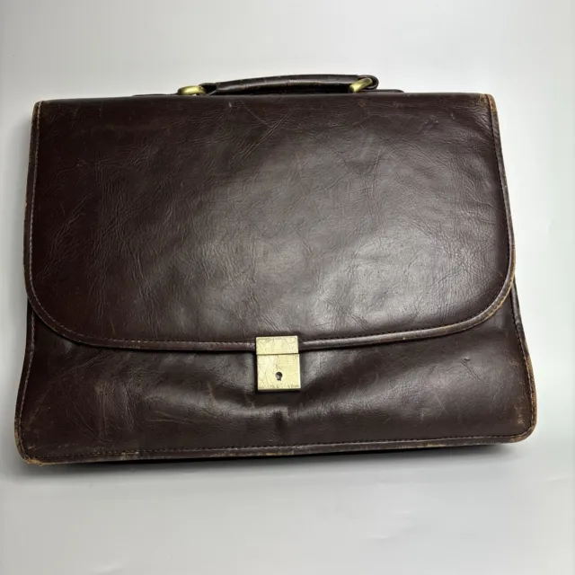 Joseph Verity Leather Satchel Brief Case Good Condition Brown Laptop Bag