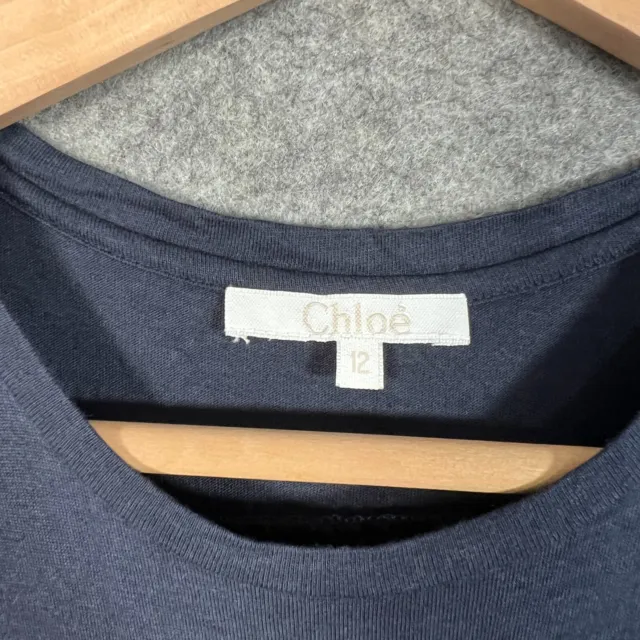 T-shirt CHLOE Top età 12 anni blu navy maniche corte stampa logo cotone 8