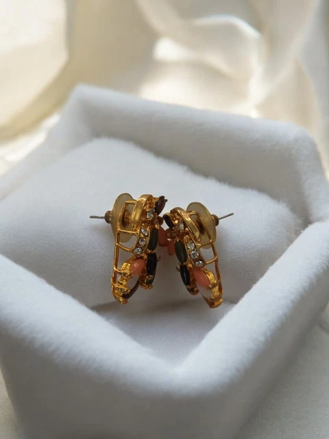 Paire De Boucles D'oreilles Fantaisie Vintage - Bijou Rétro Ancien - Occasion Bon état