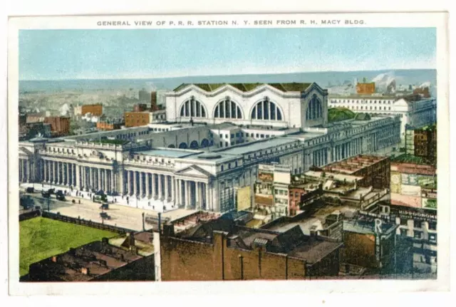 c1920 PC: View of Pennsylvania Railroad Station from R.H. Macy Building, NYC, NY