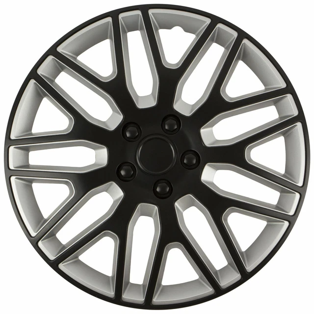 4 pcs SET 16"  WHEEL TRIMS COVERS BLACK - SILVER HUB CAPS 16 INCH DAKAR