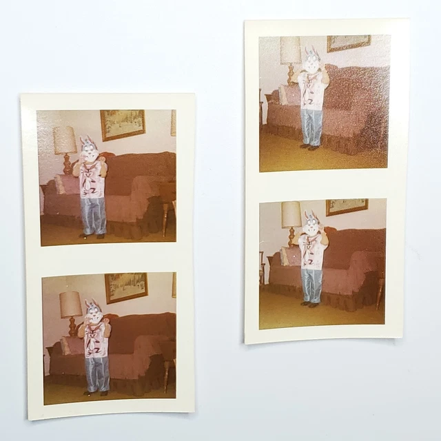 Vintage 1970's Boy Halloween Costume Bugs Bunny 2 2x4 Strips Small Color Photos