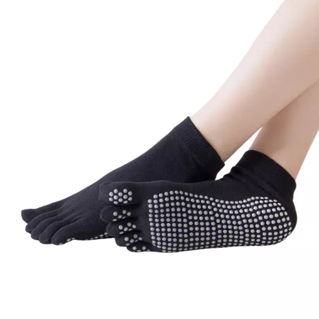 2 Pairs Women Anti-slip Grip Socks 5 Toes Socks Exercise Pilates Massage Yoga 3