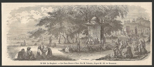 Turquie le Bosphore les eaux-douces d'Asie gravure XIXe /B2IN